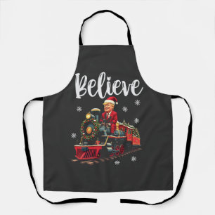 Belive Trump Riding a Train Christmas Santa Apron