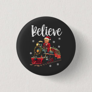Belive Trump Riding a Train Christmas Santa Apron 3 Cm Round Badge