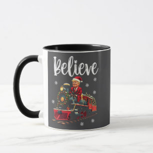 Belive Trump Riding a Train Christmas Santa Apron Mug