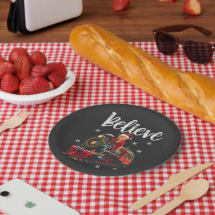 Belive Trump Riding a Train Christmas Santa Apron Paper Plate