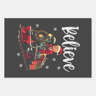 Belive Trump Riding a Train Christmas Santa Apron Wrapping Paper Sheet