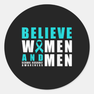 Belive Women &amp; Men Ual Ault Awareness Ribbon  Classic Round Sticker