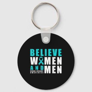 Belive Women & Men Ual Ault Awareness Ribbon Key Ring