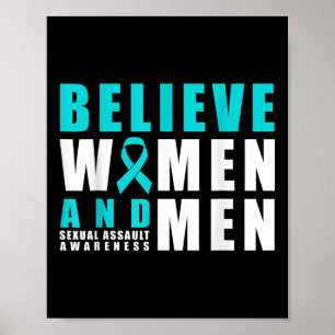Belive Women & Men Ual Ault Awareness Ribbon Poster