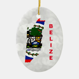 Belize Belizean Flag Map Ceramic Ornament