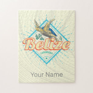 Belize Caribbean Retro Turtle Vintage Souvenir Jigsaw Puzzle