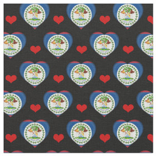Belize Flag & Red Heart fashion Fabric /Belize