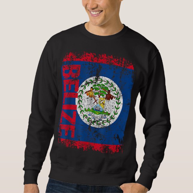 BELIZE Flag Vintage Distressed BELIZE Sweatshirt (Front)