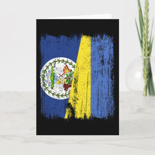 Belize Ukraine Half Flag Belizean Ukrainian Herita Card