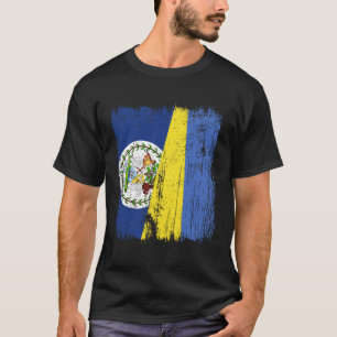 Belize Ukraine Half Flag Belizean Ukrainian Herita T-Shirt