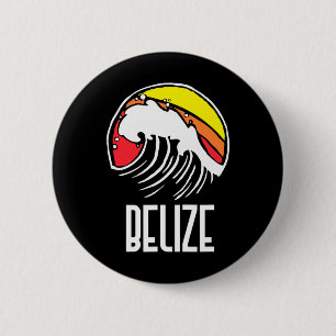 Belize Vintage 80s Retro Surfing Beach Wave Graphi 6 Cm Round Badge
