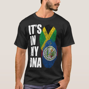 Belizean And Jamaican Mix DNA Flag Heritage T-Shir T-Shirt