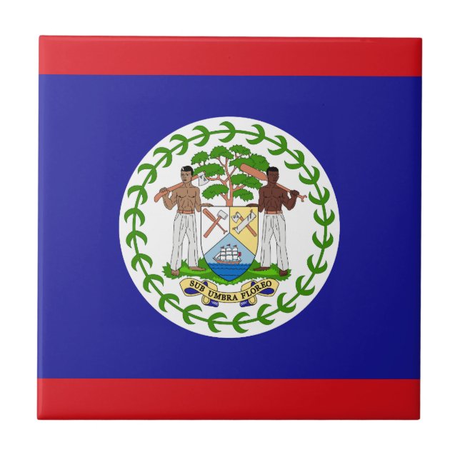 Belizean Flag Ceramic Tile (Front)