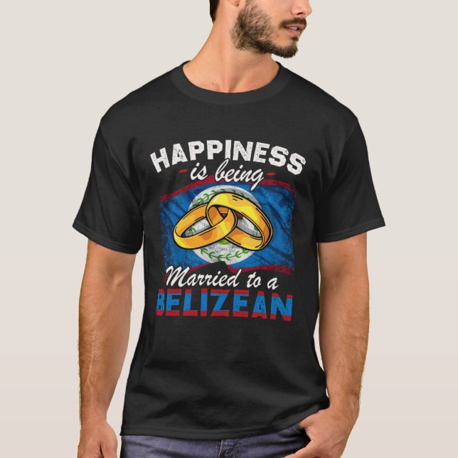 Belizean Marriage Belize Married Flag Wedded Cultu T-Shirt (Front)