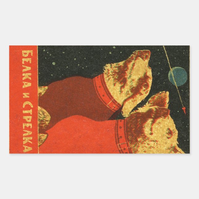 Belka and Strelka Rectangular Sticker (Front)
