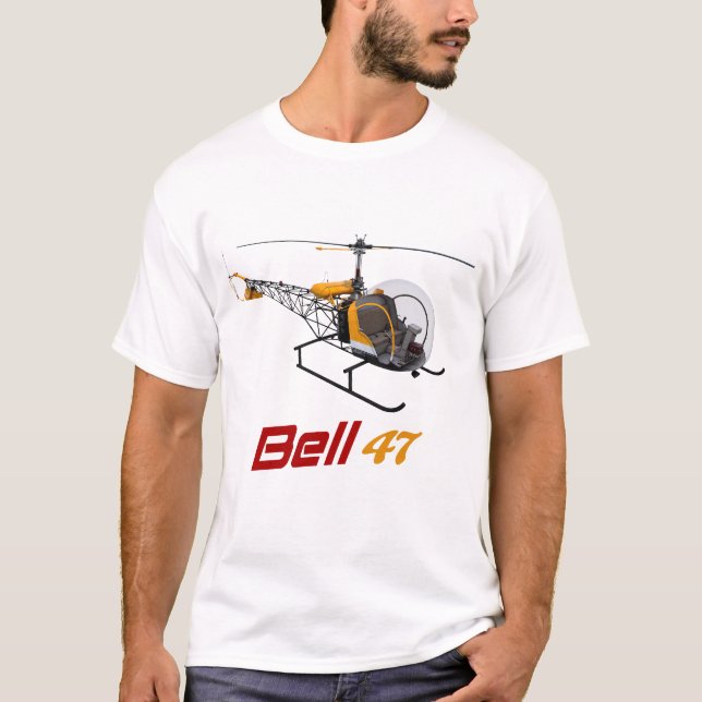 Bell 47 helicopter, bell 47g, flyinside bell 47 T-Shirt (Front)