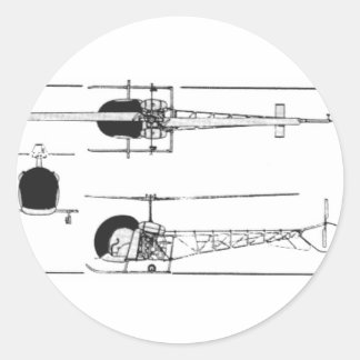 Bell 47 Helicopter Classic Round Sticker