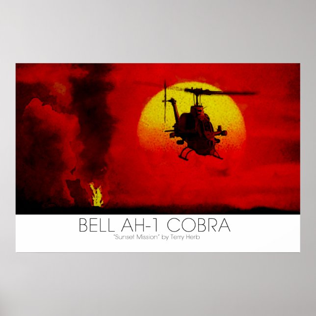 Bell AH-1 Cobra Attack Helicopter surreal scene Poster (Front)
