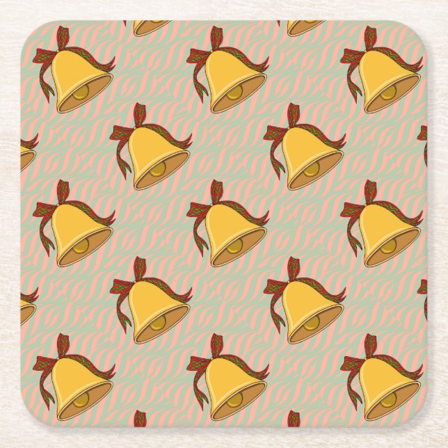 Bell and Bow Square Paper Coaster (Front)