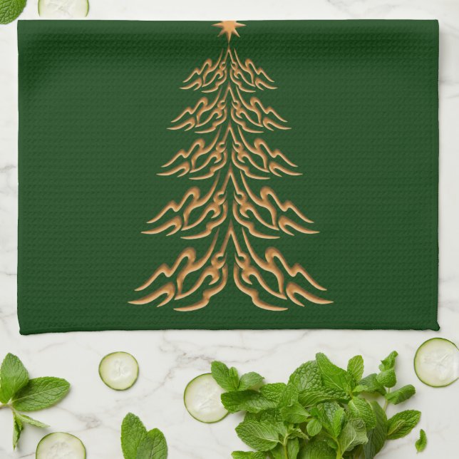 Bell Christmas Tree Kitchen Towel (Folded)