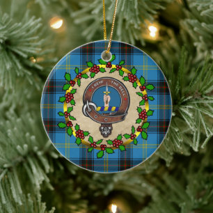 Bell Clan Badge & Tartan Personalised Xmas Ceramic Ornament