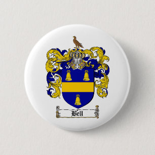 BELL FAMILY CREST - BELL COAT OF ARMS 6 CM ROUND BADGE