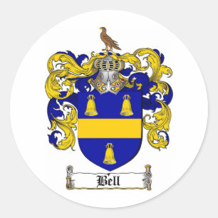BELL FAMILY CREST -  BELL COAT OF ARMS CLASSIC ROUND STICKER
