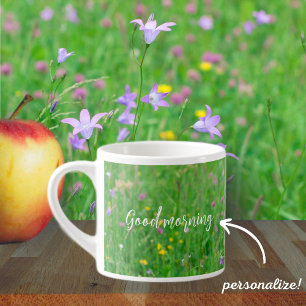 Bell-flower on a green meadow espresso cup
