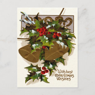 Bell Holly Snow Gold Horseshoe Postcard