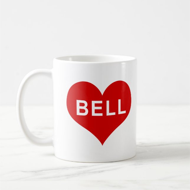 BELL NAME Red Love Heart Coffee Mug (Left)