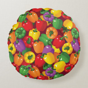 Bell Pepper Pattern Round Cushion