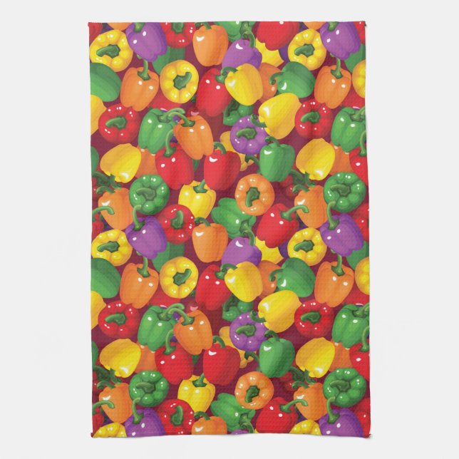 Bell Pepper Pattern Tea Towel (Vertical)