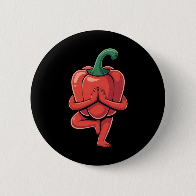 Bell Pepper Yoga  6 Cm Round Badge (Front)
