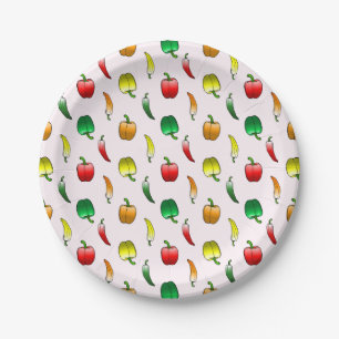 Bell Peppers and Long Sweet Peppers Paper Plate