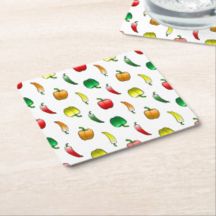 Bell Peppers and Sweet Long Peppers Square Paper Coaster