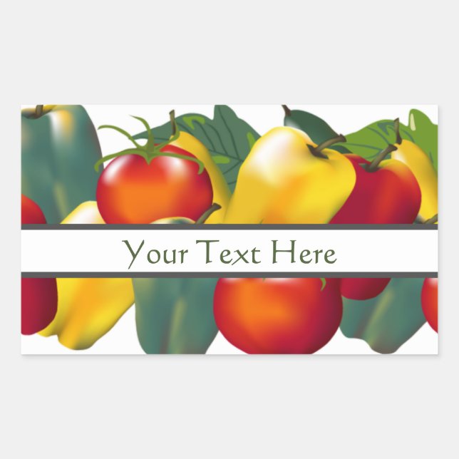 Bell Peppers and Tomatoes Rectangular Sticker (Front)