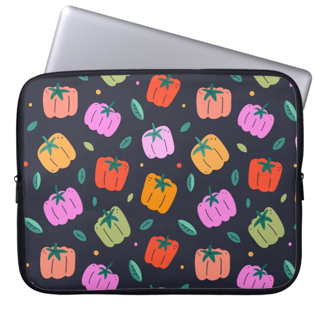 Bell Peppers Hand Drawn Vegetable Laptop Sleeve (Front)
