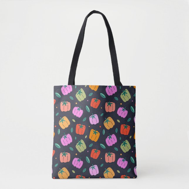 Bell Peppers Hand Drawn Vegetable Tote Bag (Front)