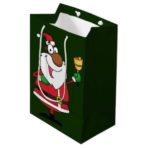 Bell Ringing Black Santa Claus Medium Gift Bag