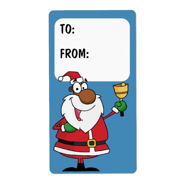 Bell Ringing Black Santa Gift Label (Front)