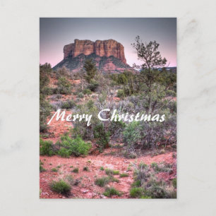 Bell rock Sedona, Arizona. Merry Christmas Holiday Postcard