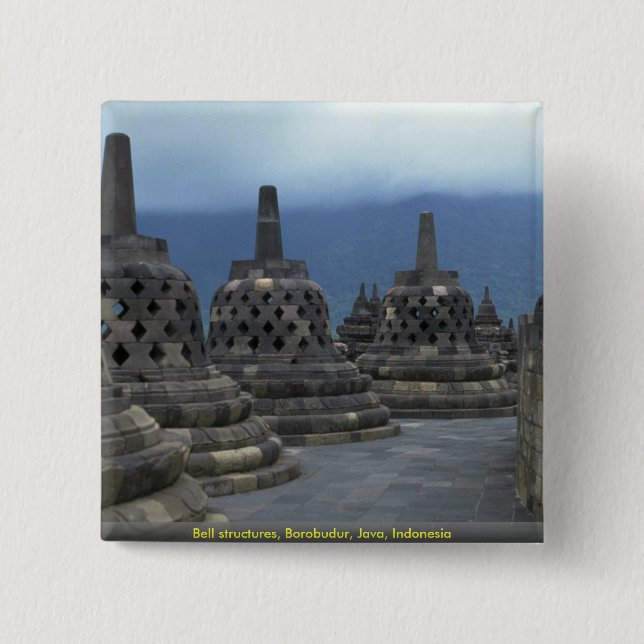 Bell structures, Borobudur, Java, Indonesia 15 Cm Square Badge (Front)