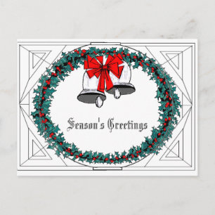 Bell Wreath Holiday Postcard