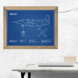 Bell X-1 - Aeroplane Blueprint Plans AD Photo Print