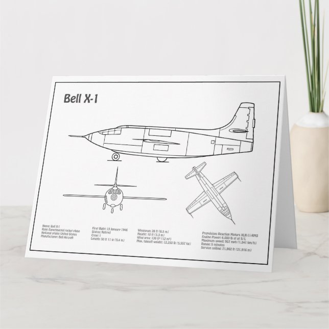 Bell X-1 - Aeroplane Blueprint Plans BD Thank You Card (Front)