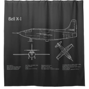 Bell X-1 - Aeroplane Blueprint Plans PD Shower Curtain