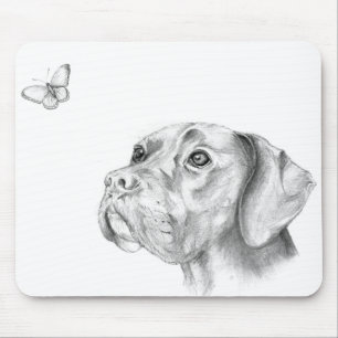 Bella A Boxer Labrador Retriever Dog Butterfly Mouse Pad