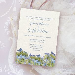 Bella Blue Hydrangea Border Wedding Invitation