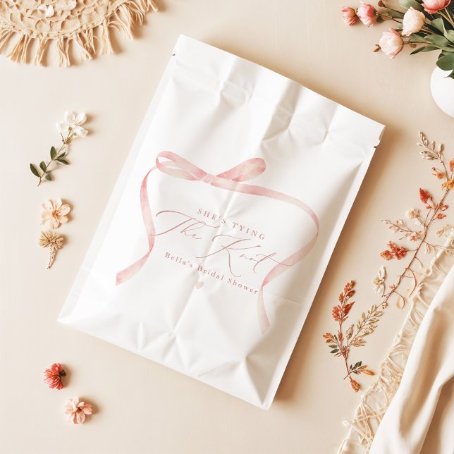 BELLA Blush Bow She's Tying the Knot Bridal Shower Favour Bag (Creator Uploaded)