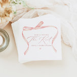 BELLA Blush Bow She's Tying the Knot Bridal Shower Napkin<br><div class="desc">The Bella Collection features watercolor blush pink coquette ribbon bows and an elegant calligraphy script font. This collection is delicate and feminine,  perfect for your 'tying the knot' themed event.</div>